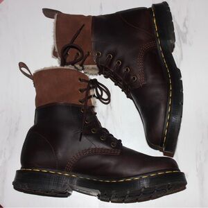 Dr. Martens Dark Brown Suede with Faux Fur Boots